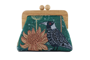 Magpie & Waratah Tapestry Woven Fabric Clutch | PINK OASIS