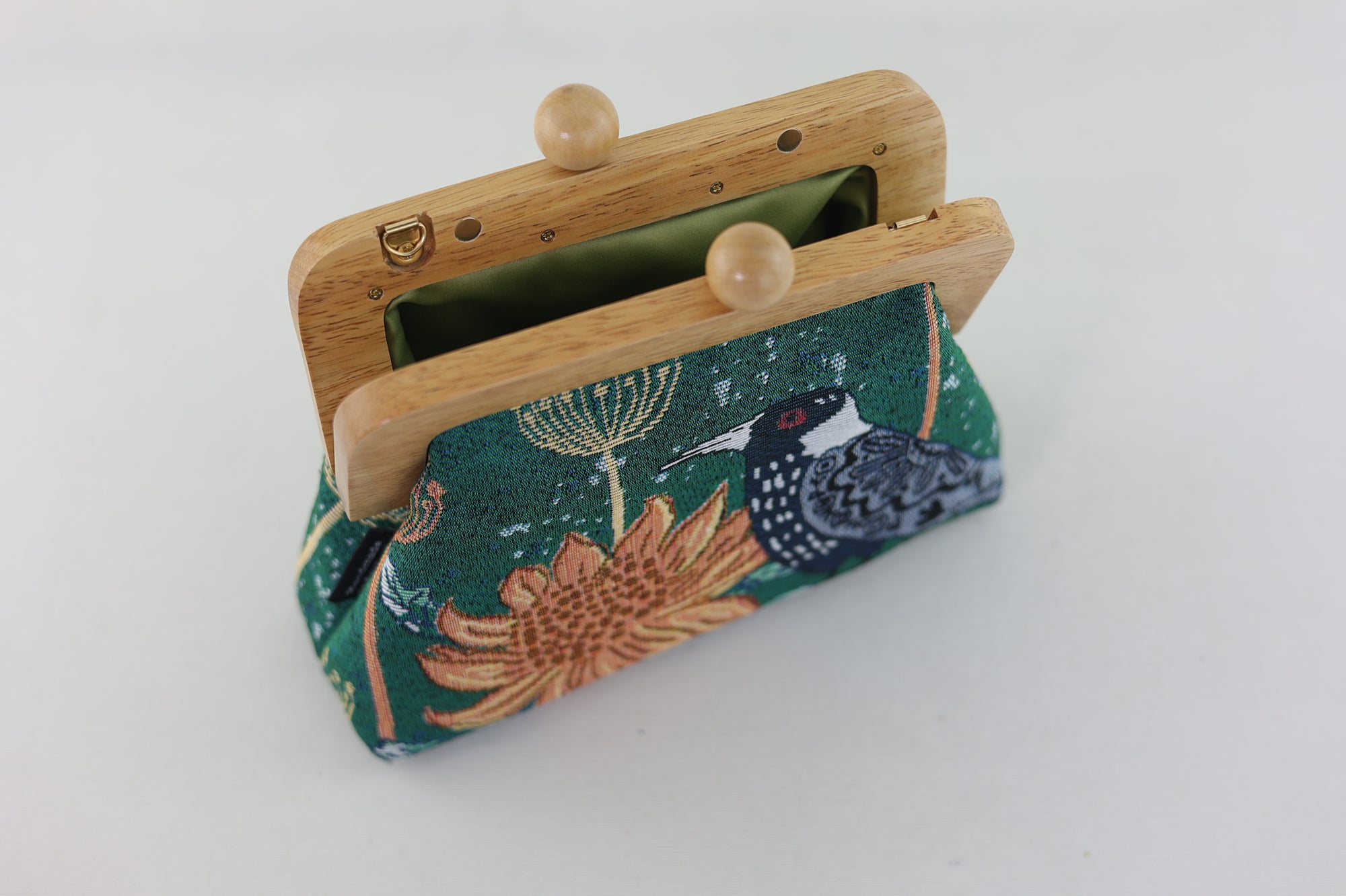 Magpie & Waratah Tapestry Woven Fabric Clutch | PINK OASIS