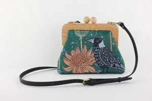 Magpie & Waratah Tapestry Woven Fabric Clutch | PINK OASIS