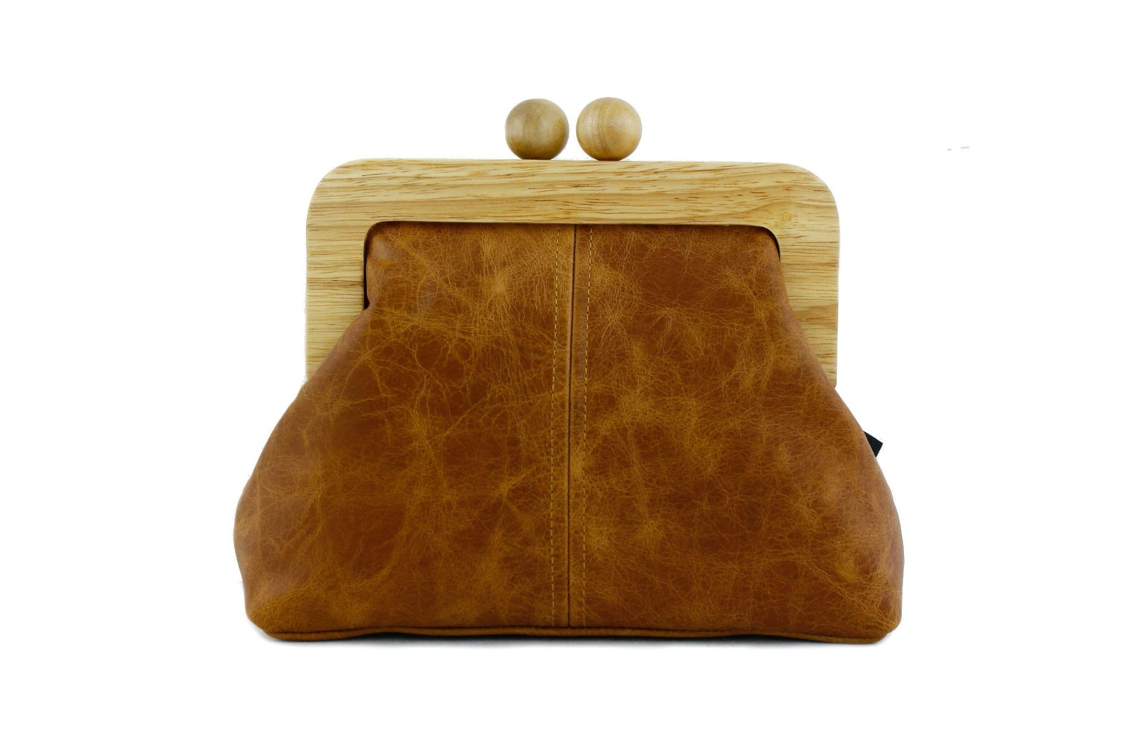 Distressed Tan Genuine Leather Clutch Bag with Strap | PINKOASIS