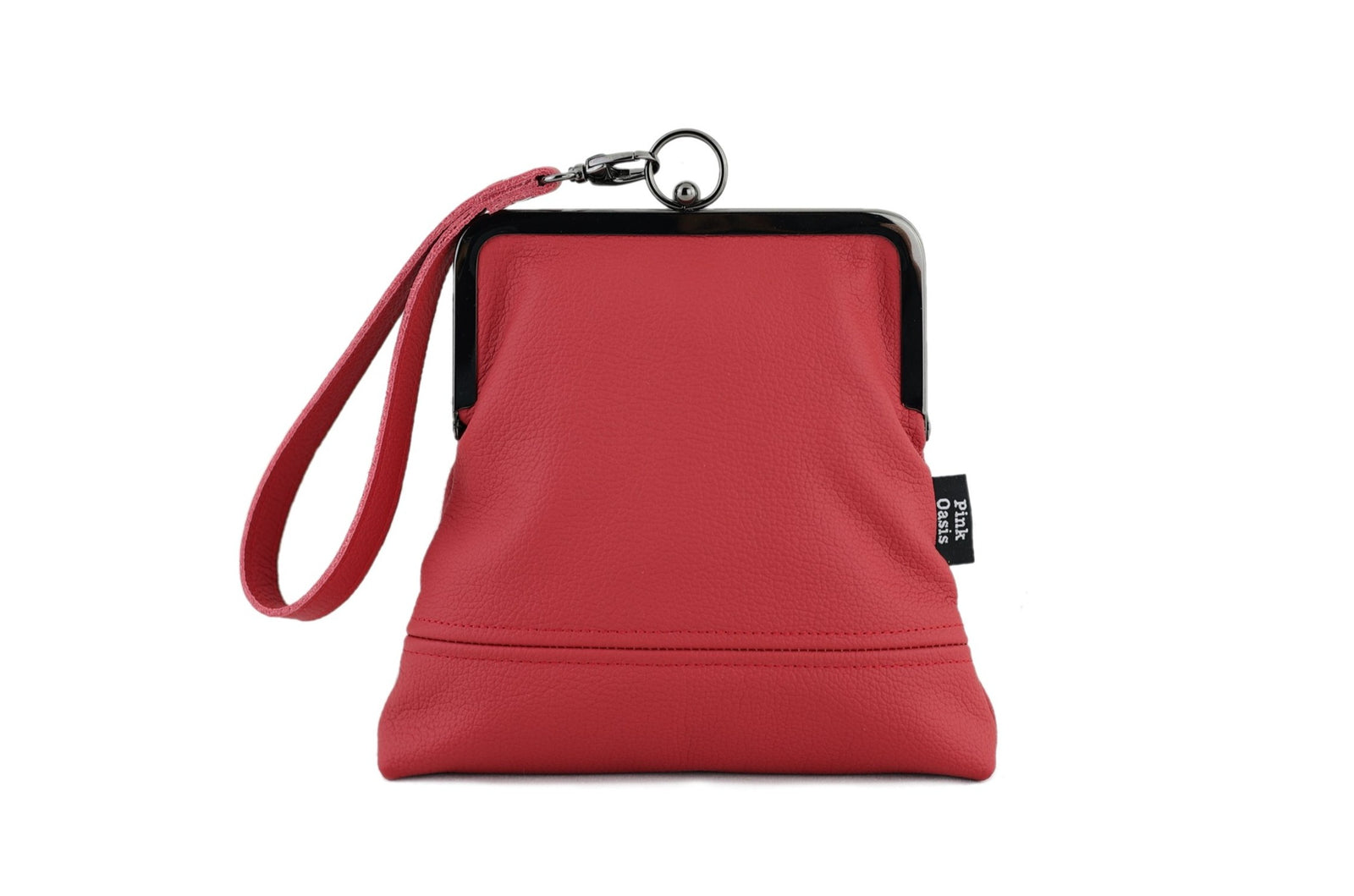 Red Genuine Leather Wristlet Bag | PINK OASIS