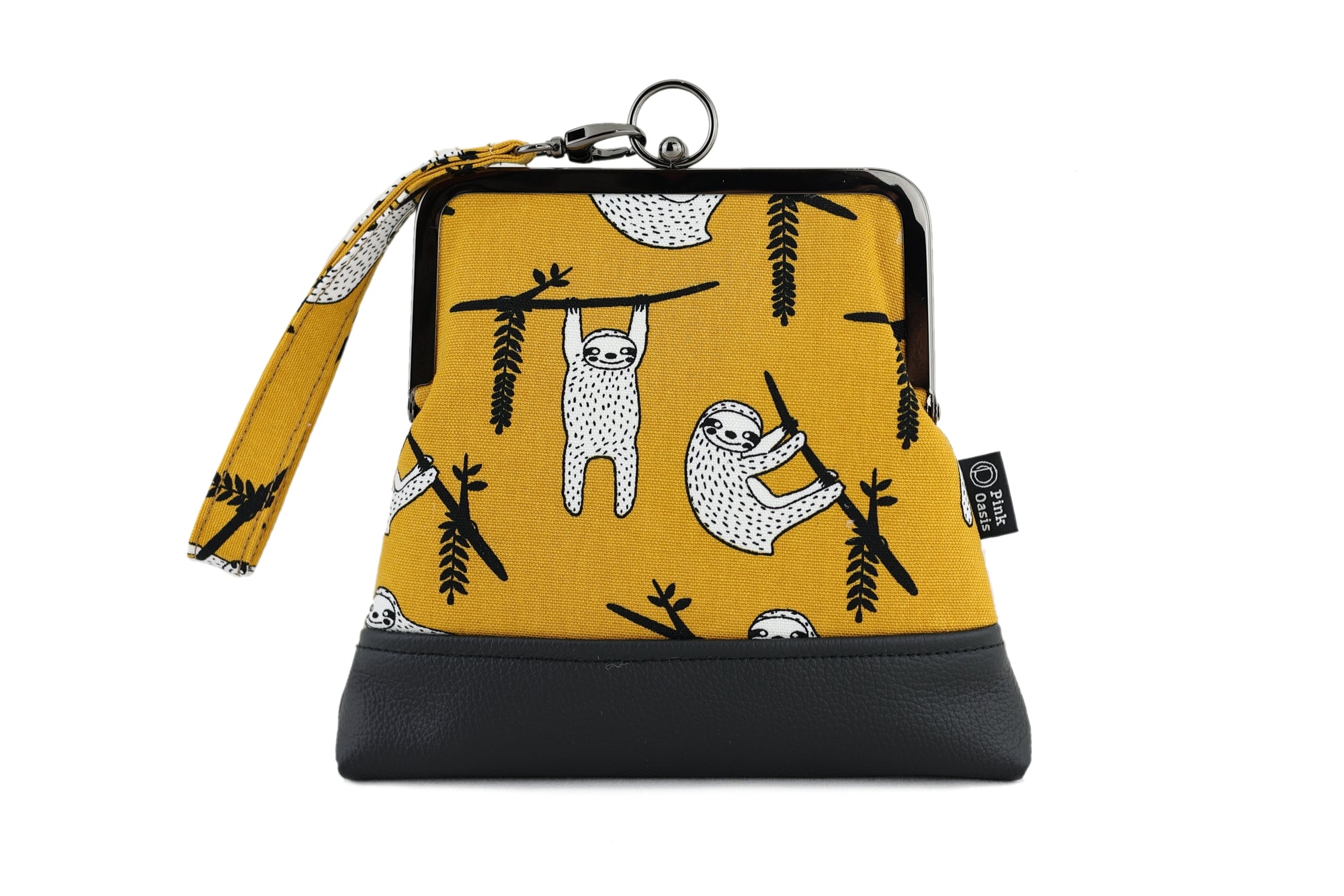 Mustard Cute Sloth Wristlet Bag | PINK OASIS