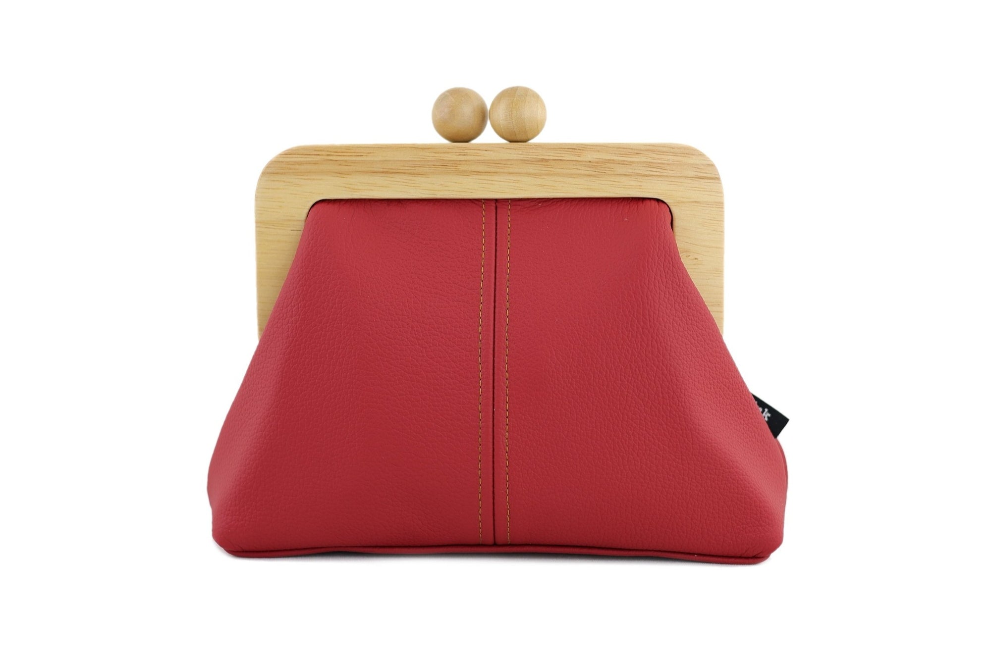 Women's Red Genuine Leather Clutch Bag with Strap | PINKOASIS