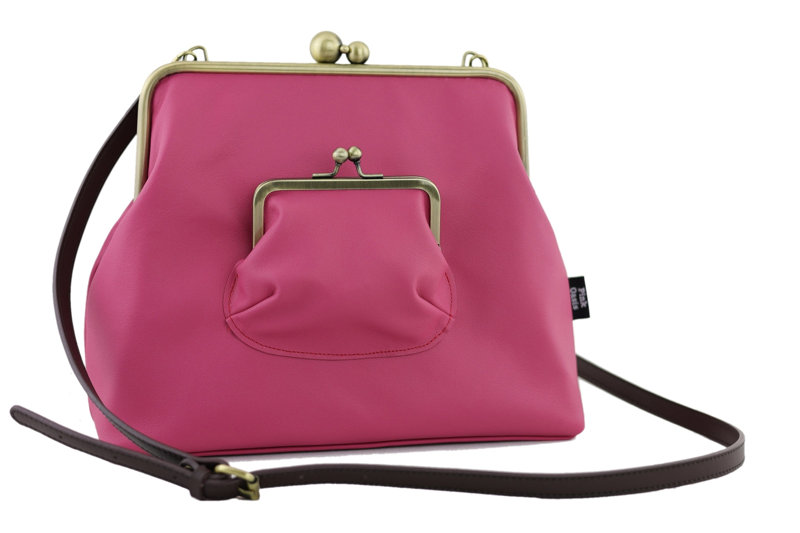 Fuchsia Leather Crossbody Bag Handmade in Australia | PINK OASIS