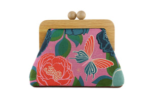 Coral Flowers & Butterfly Clutch | PINK OASIS