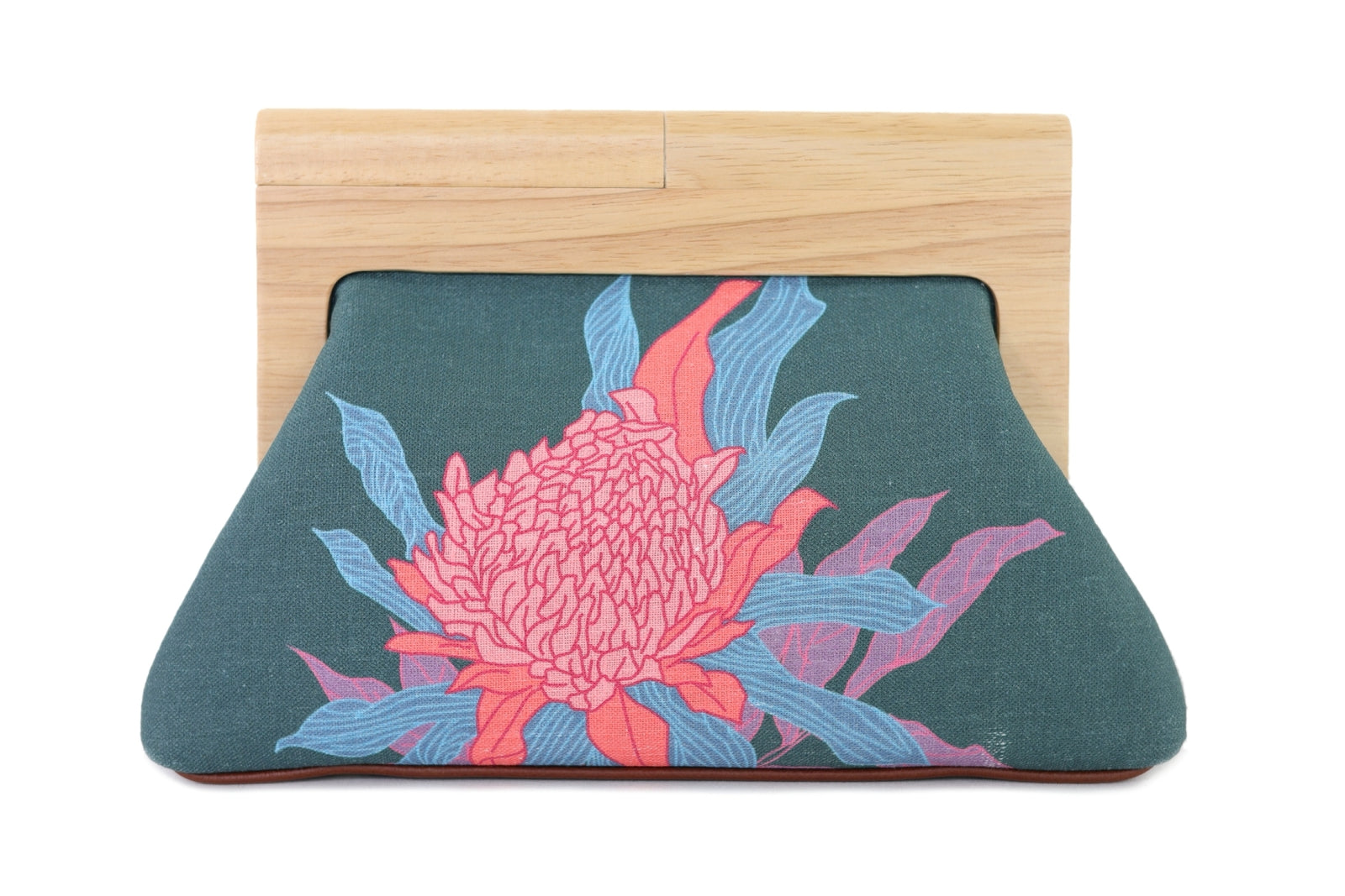 Torch Ginger Flower Wood Frame Bag | PINK OASIS