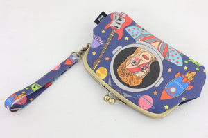 David's Space Wristlet Wallet (with Double Kisslock Clasps)