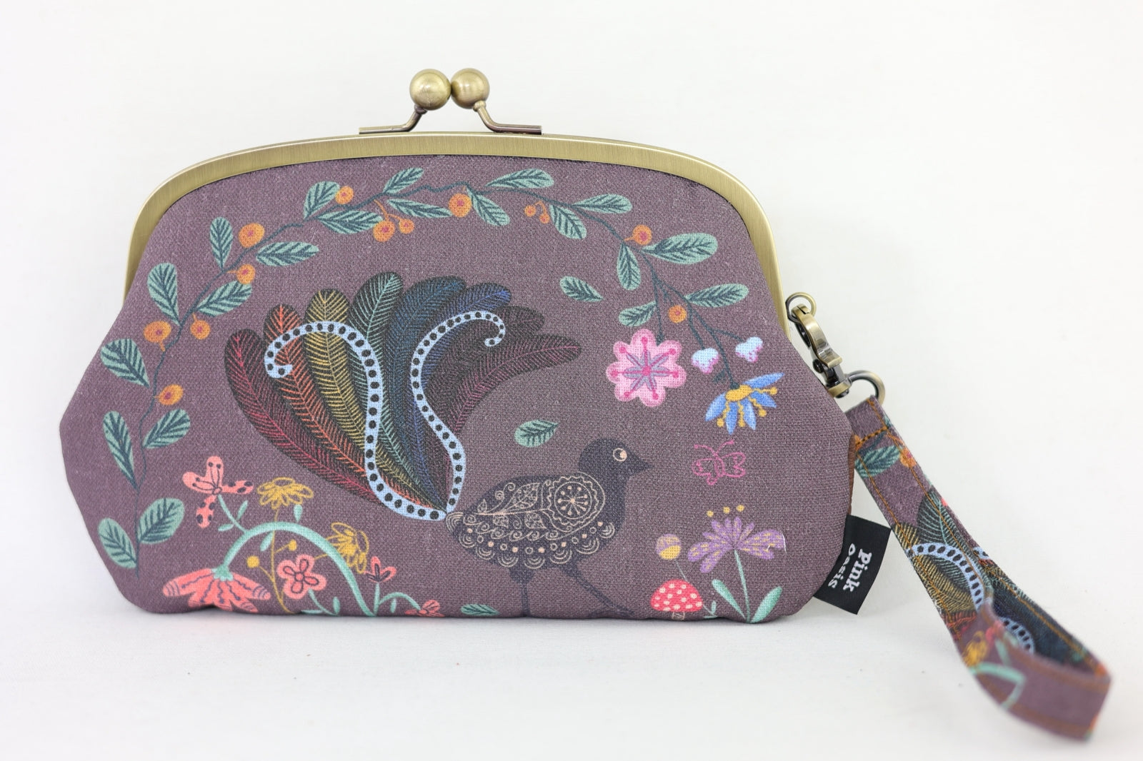 Lyre Bird Wristlet Wallet (with Double Kisslock Clasps)