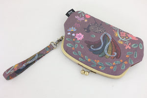 Lyre Bird Wristlet Wallet (with Double Kisslock Clasps)