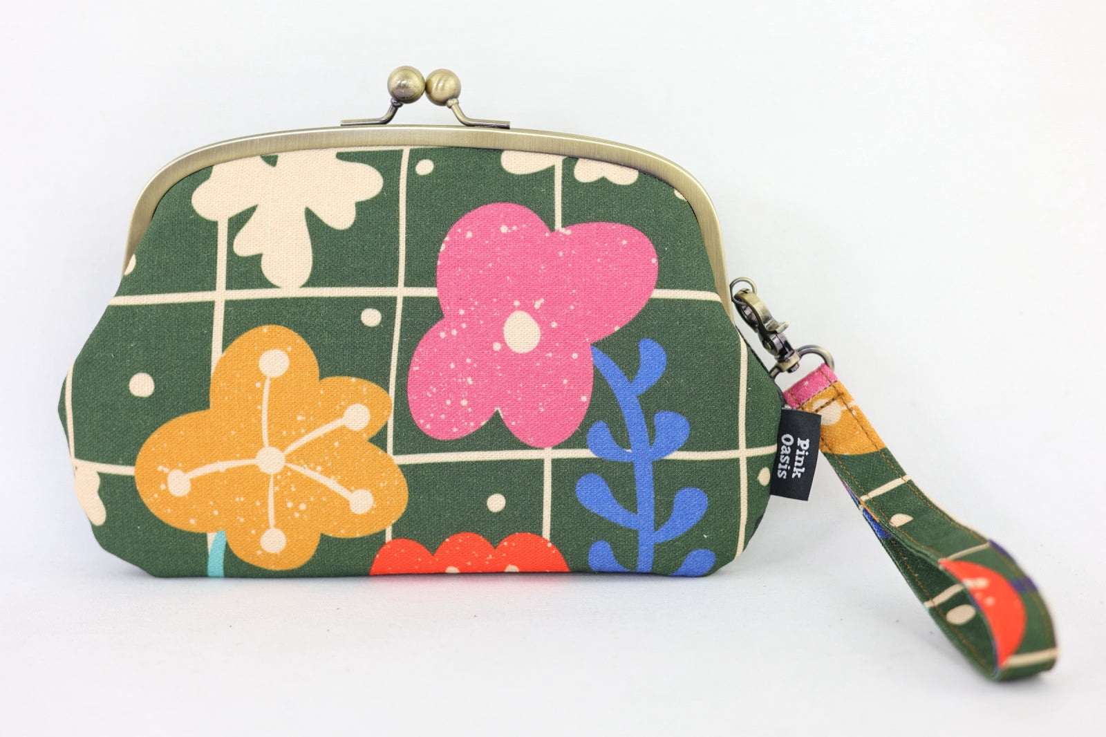 Spring Lawn Wristlet Wallet (with Double Kisslock Clasps)