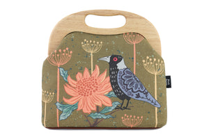 Magpie & Waratah Brown Large Wood Frame Bag | PINK OASIS