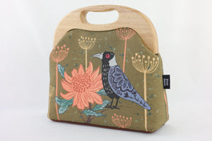 Magpie & Waratah Brown Large Wood Frame Bag | PINK OASIS