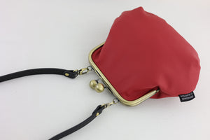 Women's Red Genuine Leather Clutch Bag with Strap | PINK OASIS