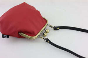 Women's Red Genuine Leather Clutch Bag with Strap | PINK OASIS