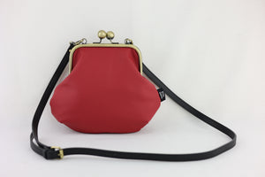 Women's Red Genuine Leather Clutch Bag with Strap | PINK OASIS