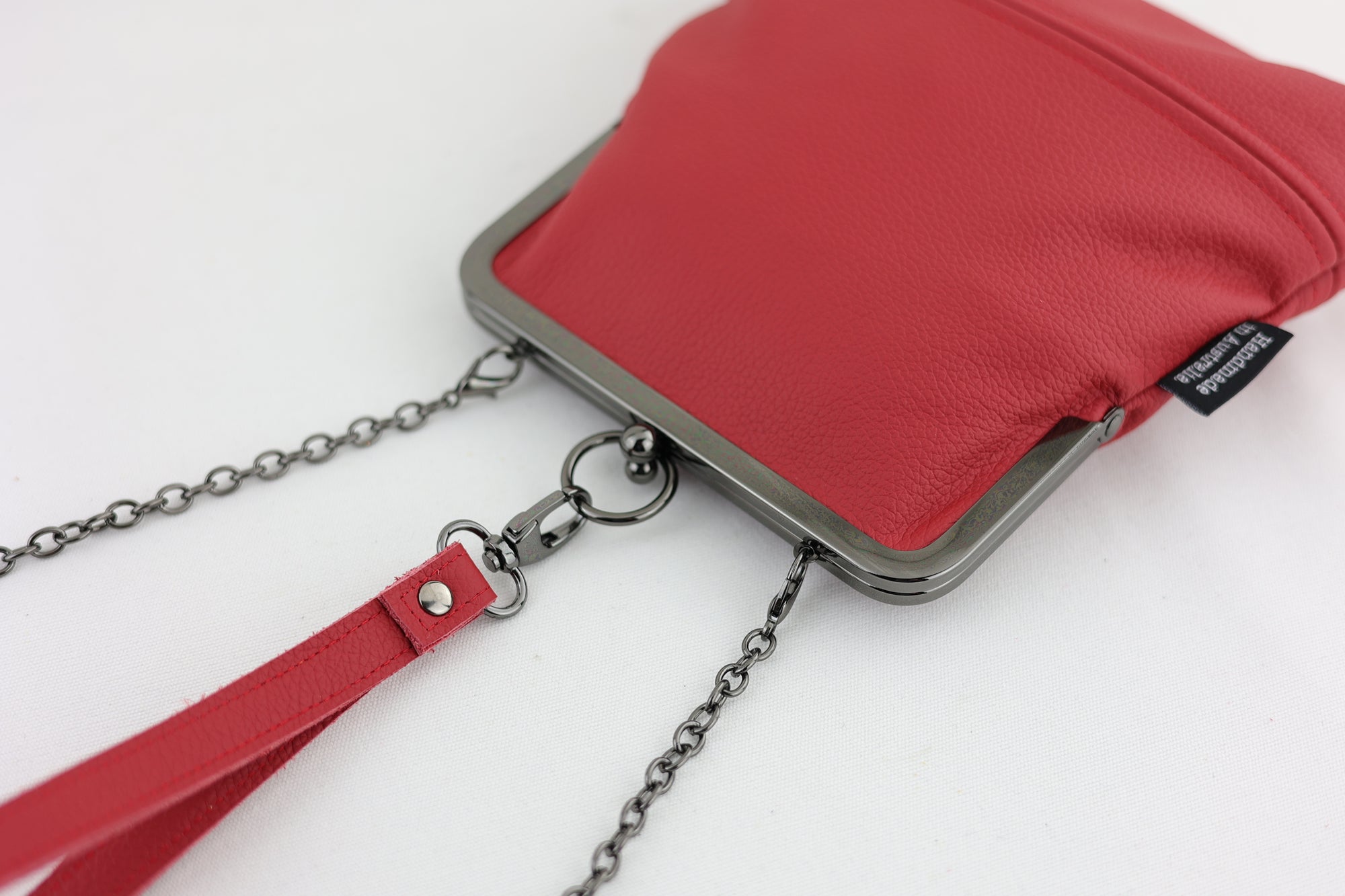 Red Genuine Leather Wristlet Bag | PINK OASIS