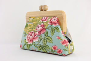 Spring Garden Floral Clutch Bag with Leather Strap | PINK OASIS