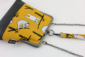 Mustard Cute Sloth Wristlet Bag | PINK OASIS