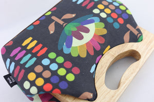 Rainbow Protea Medium Size Wood Frame Bag | PINK OASIS
