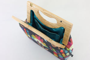 Rainbow Protea Medium Size Wood Frame Bag | PINK OASIS