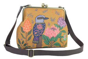 Kookaburra and Proteas Crossbody Bag with Webbing Strap | PINK OASIS