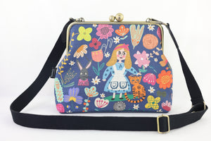 Alice in Wonderland Blue Crossbody Bag with Webbing Strap | PINK OASIS