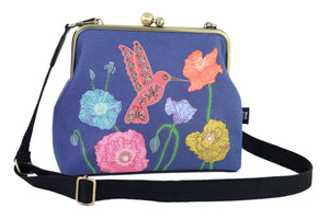 Poppies & Hummingbird Crossbody Bag with Webbing Strap | PINK OASIS