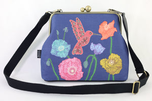 Poppies & Hummingbird Crossbody Bag with Webbing Strap | PINK OASIS