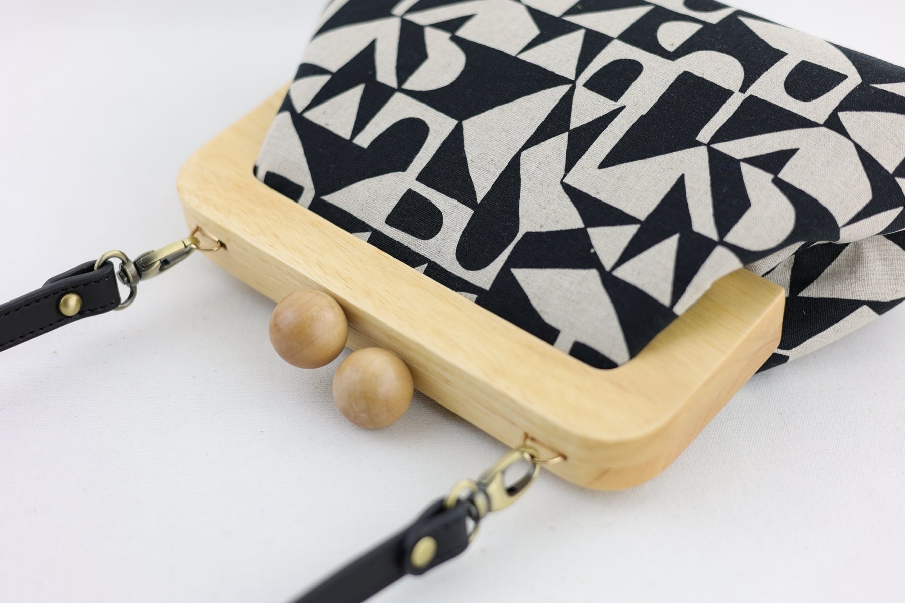 Unique Geometrical Pattern Clutch Bag with Leather Strap | PINK OASIS