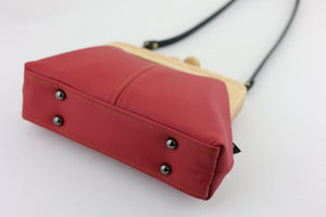 Women's Red Genuine Leather Clutch Bag with Strap | PINKOASIS