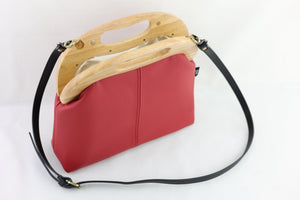 Women's handmade Crimson Red Leather Clutch Bag | PINK OASIS