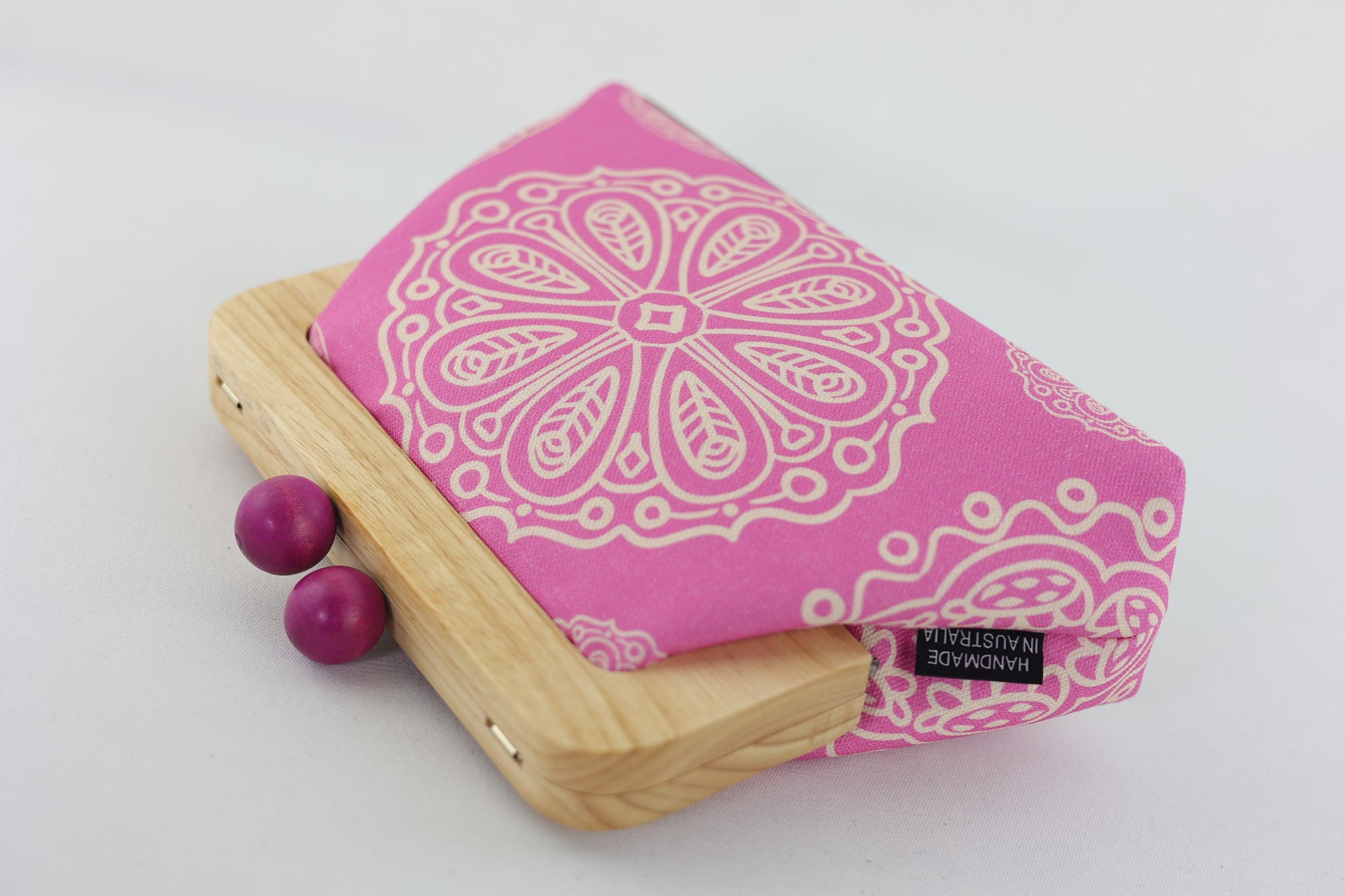 Mandalas Fuschia Clutch  (Special Edition with Colourful Ball Closure)