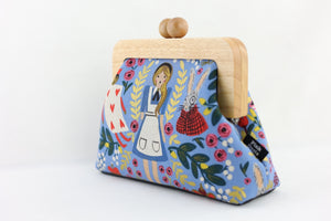 Alice in Wonderland Light Blue Clutch with Leather Strap | PINK OASIS