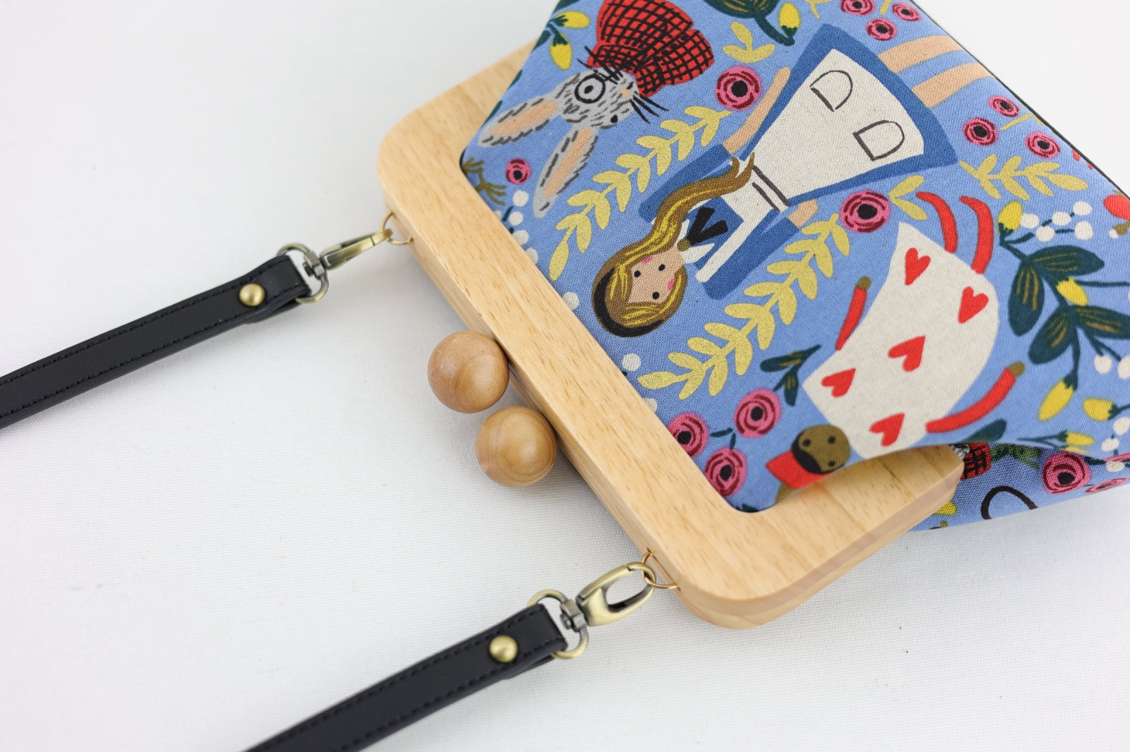 Alice in Wonderland Light Blue Clutch with Leather Strap | PINK OASIS