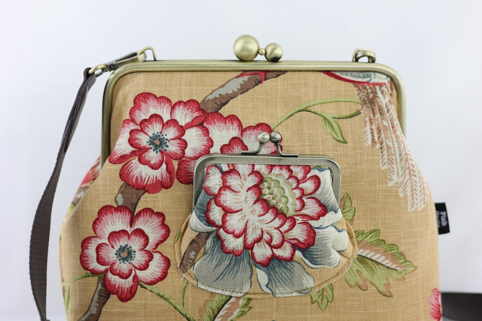 Handmade Crossbody Bag Rustic Flower & Bird | PINK OASIS