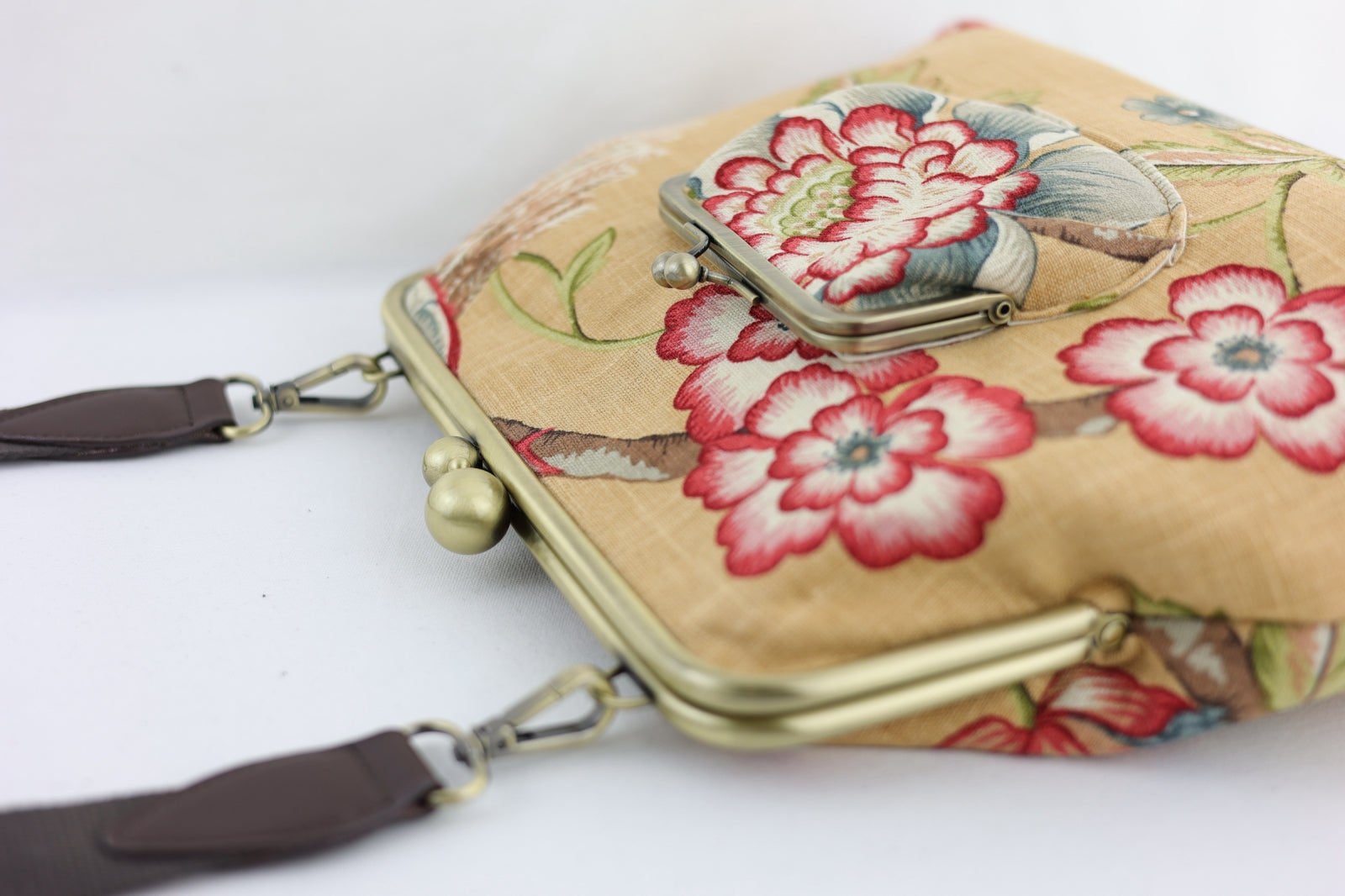 Handmade Crossbody Bag Rustic Flower & Bird | PINK OASIS