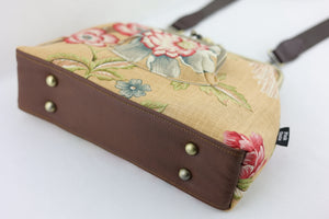 Handmade Crossbody Bag Rustic Flower & Bird | PINK OASIS