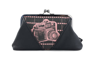 Vintage Camera Kisslock Clutch with Chain Strap | PINK OASIS