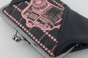 Vintage Camera Kisslock Clutch with Chain Strap | PINK OASIS