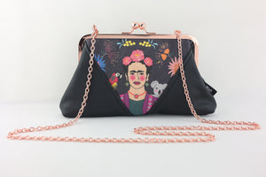 Frida Down Under Kisslock Clutch with Chain Strap | PINK OASIS