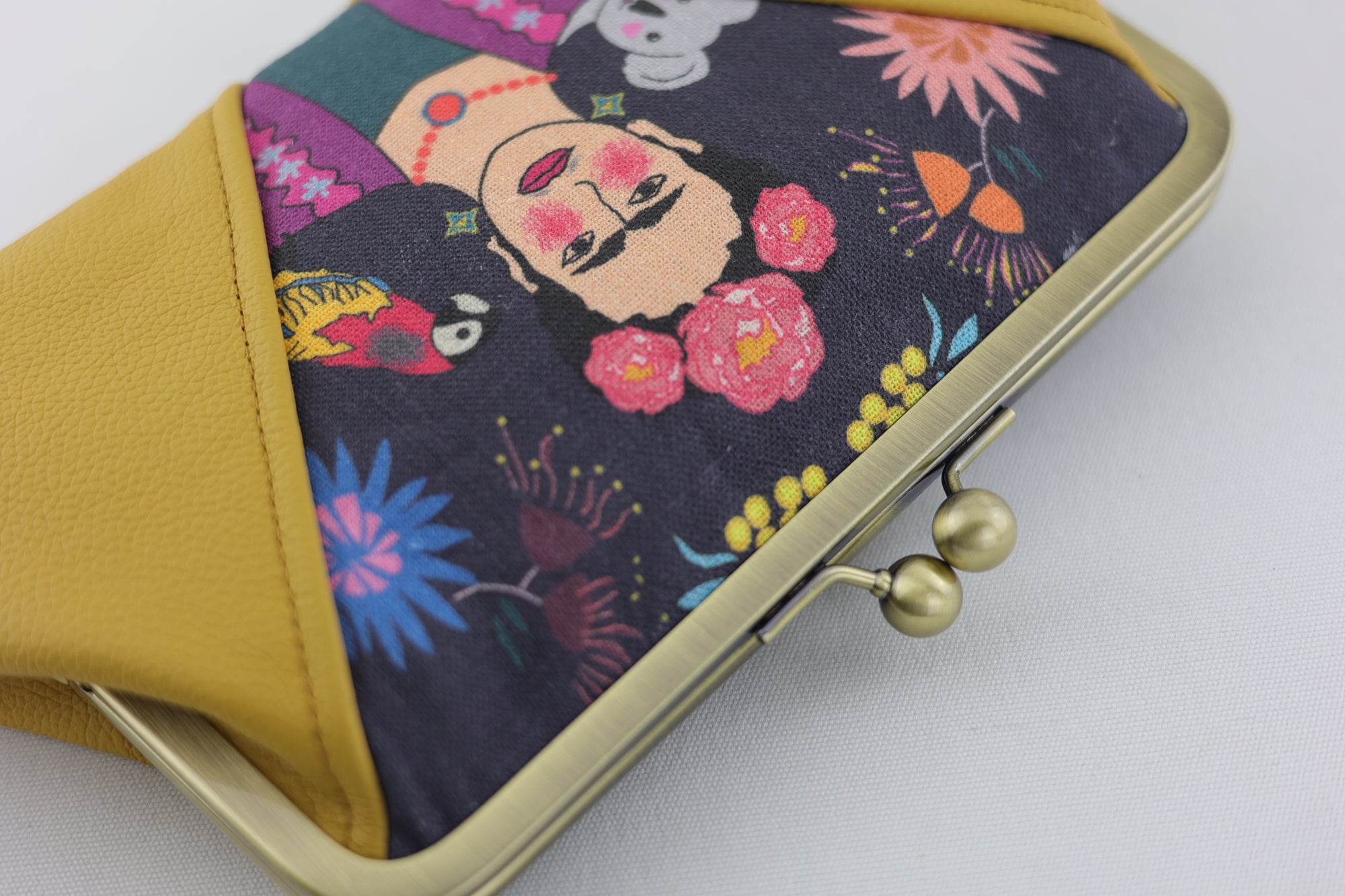 Frida Down Under Mustard Kisslock Clutch with Chain Strap | PINK OASIS