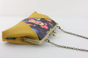 Frida Down Under Mustard Kisslock Clutch with Chain Strap | PINK OASIS