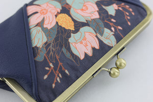 Magnolia Navy Kisslock Clutch with Chain Strap | PINK OASIS