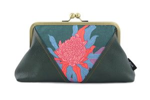 Torch Ginger Flower Kisslock Clutch with Chain Strap | PINK OASIS