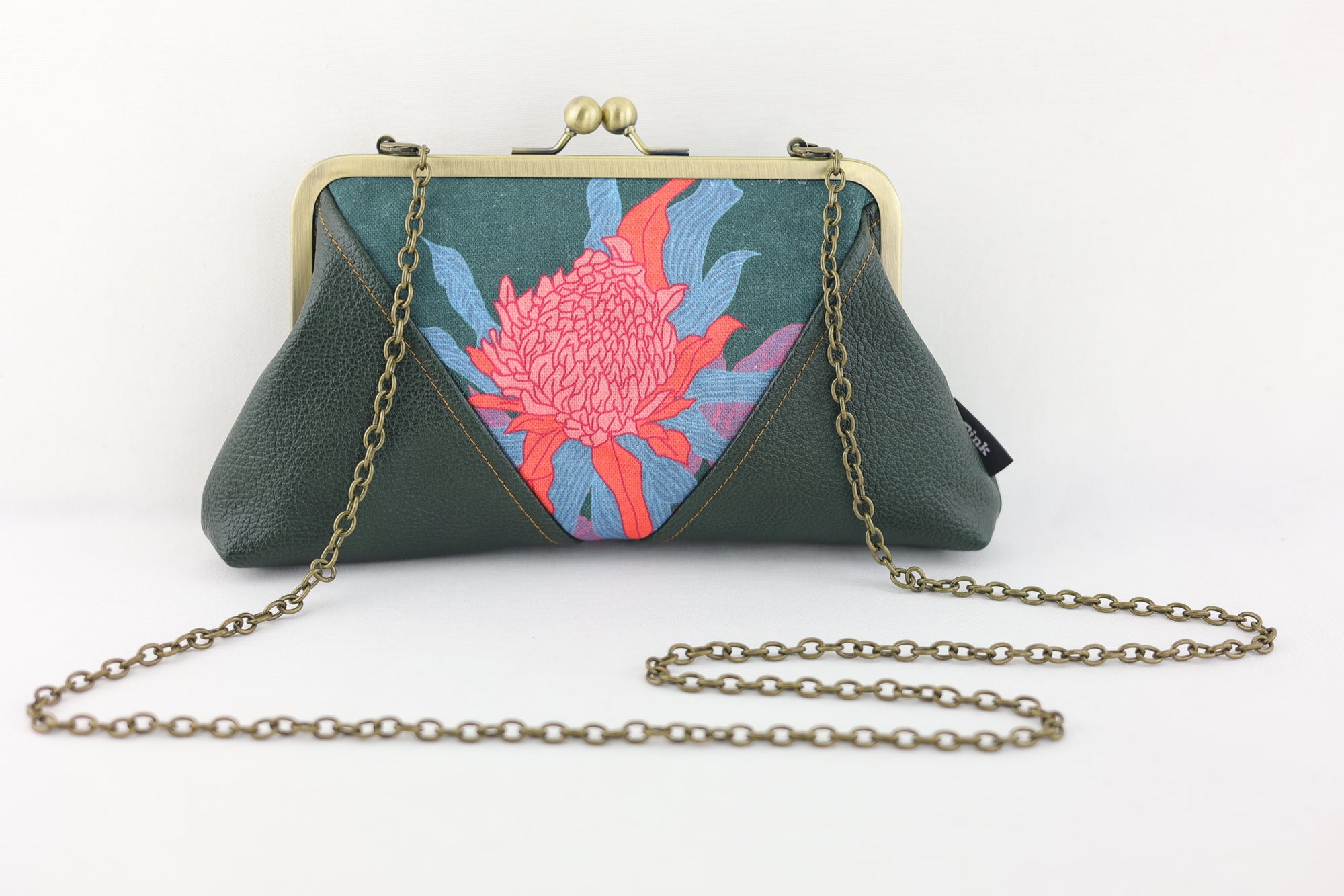Torch Ginger Flower Kisslock Clutch with Chain Strap | PINK OASIS