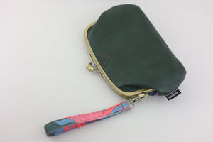 Torch Ginger Flower Emerald Wristlet Wallet (with Double Kisslock Clasps)