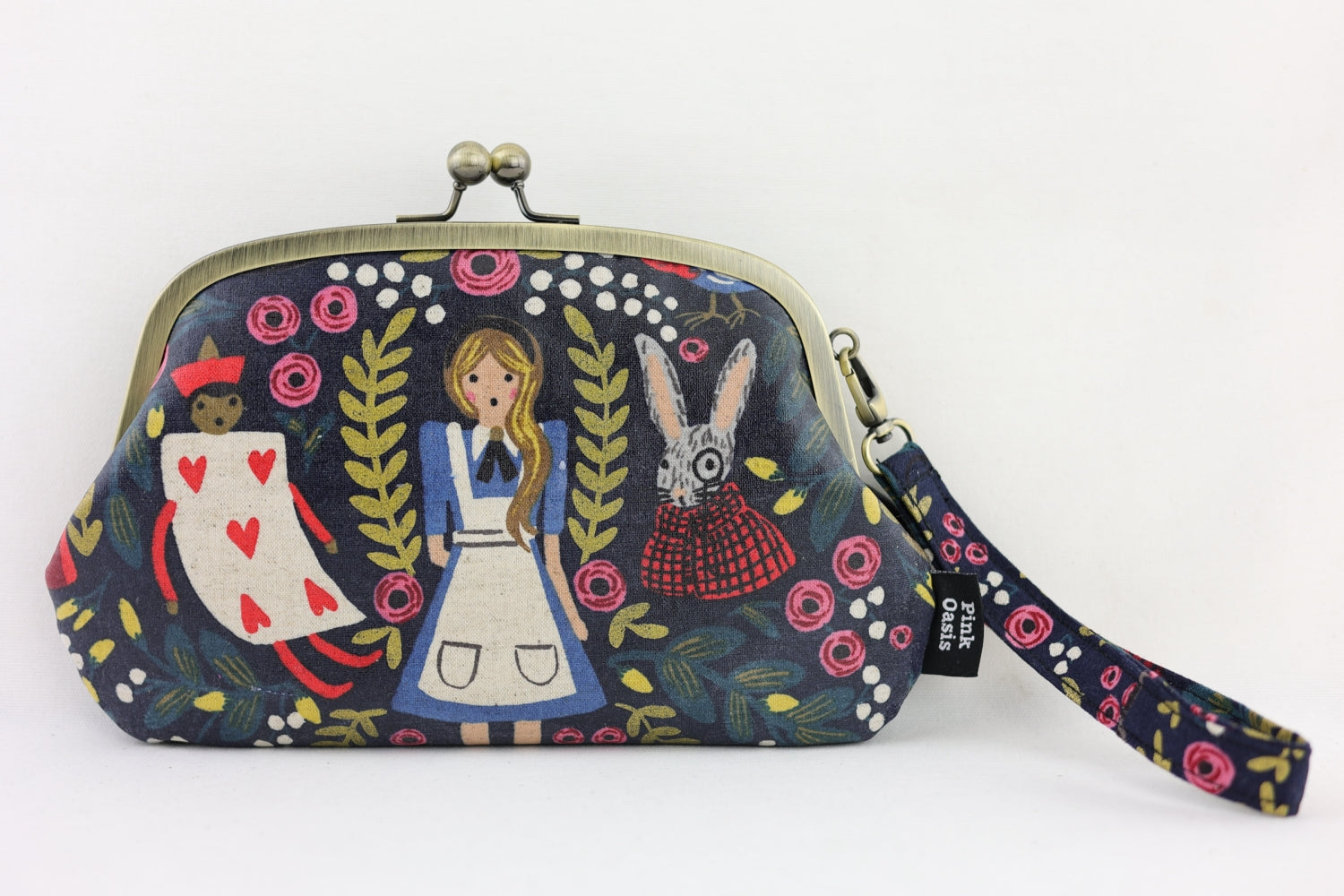 Alice in Wonderland Wristlet Wallet (with Double Kisslock Clasps)