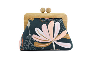Banksia Floral Pattern Clutch with Leather Strap | PINKOASIS