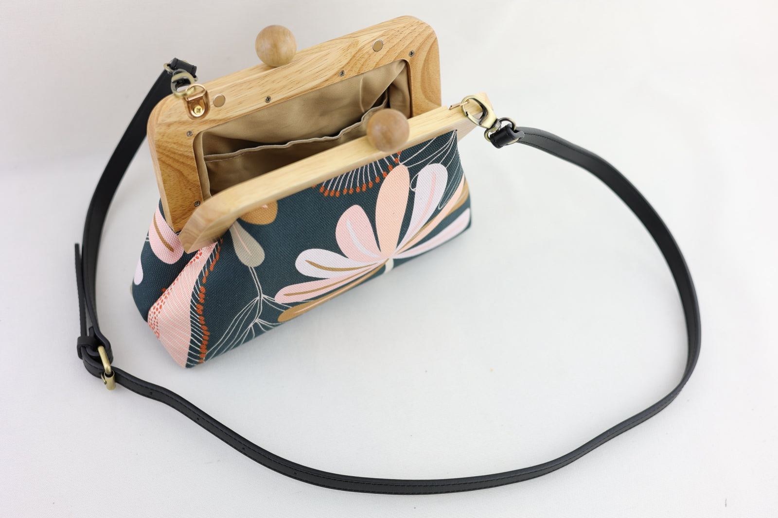 Banksia Floral Pattern Clutch with Leather Strap | PINKOASIS