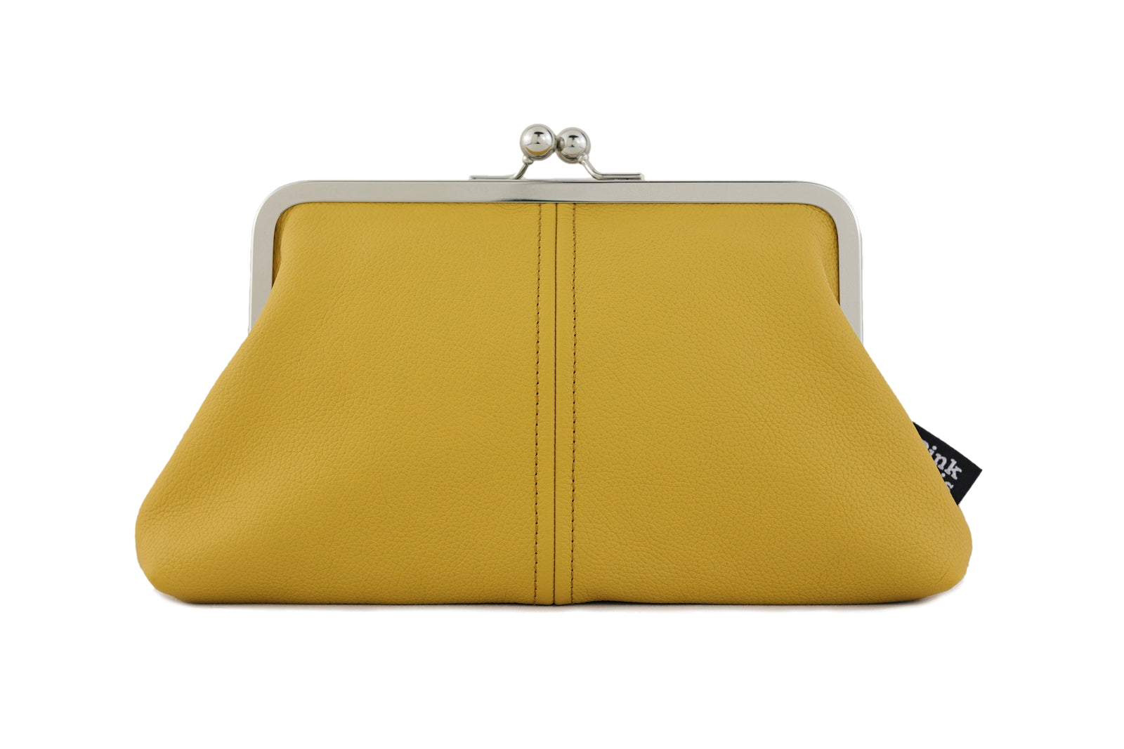 Yellow Mustard Leather Kisslock Clutch | PINKOASIS